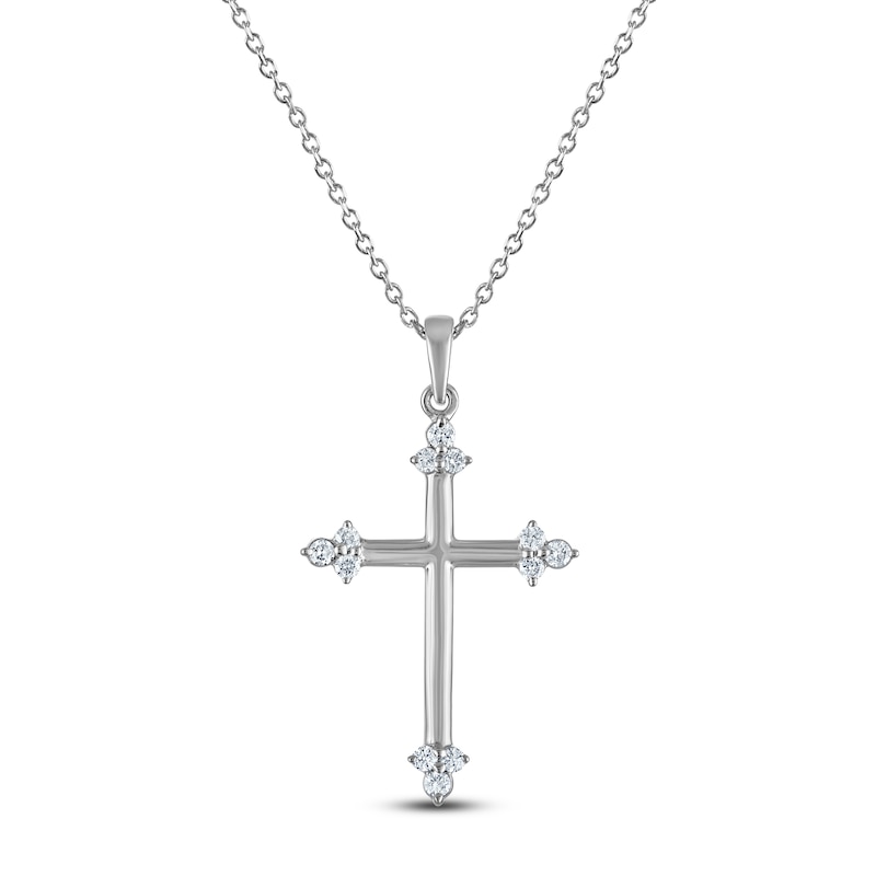 Main Image 1 of Diamond Trios Cross Necklace 1/4 ct tw Sterling Silver 18"