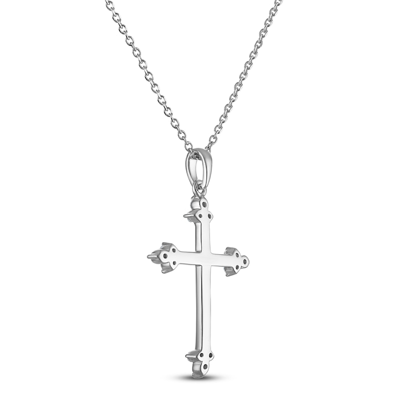 Diamond Trios Cross Necklace 1/4 ct tw Sterling Silver 18"