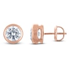 Thumbnail Image 1 of Certified Round-Cut Diamond Bezel-Set Solitaire Stud Earrings 1 ct tw 14K Rose Gold (I1/I)