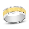 Thumbnail Image 1 of Men's Hammered Rope-Twist Wedding Band 14K Two-Tone Gold