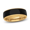 Thumbnail Image 1 of Men's Black Ceramic Stripe Wedding Band 14K Yellow Gold 7mm