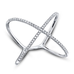 Shy Creation Diamond Crossover Ring 1/8 ct tw 14K White Gold Size 8 SC22003512Z8