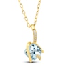 Thumbnail Image 1 of Cushion-Cut Natural Sky Blue Topaz & Diamond Accent Necklace 14K Yellow Gold 18"