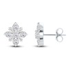 Thumbnail Image 2 of Baguette & Round-Cut Lab-Grown Diamond Snowflake Stud Earrings 1 ct tw 14K White Gold
