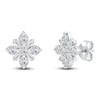 Thumbnail Image 3 of Baguette & Round-Cut Lab-Grown Diamond Snowflake Stud Earrings 1 ct tw 14K White Gold