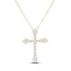 Thumbnail Image 1 of Baguette & Round-Cut Lab-Grown Diamond Cross Necklace 2 ct tw 14K Yellow Gold 18"