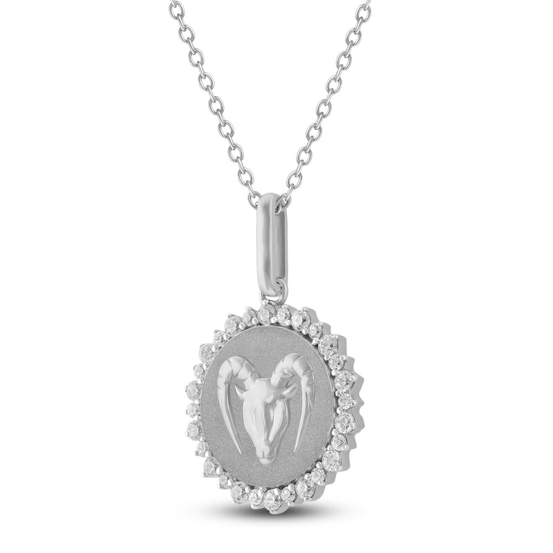 Main Image 2 of Diamond Zodiac Capricorn Medallion Necklace 1/3 ct tw Sterling Silver 18"