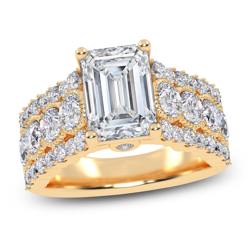 Main Image 1 of Emerald-Cut Created By Jared Studio Lab-Grown Diamond Engagement Ring 3-3/4 ct tw 14K Yellow Gold
