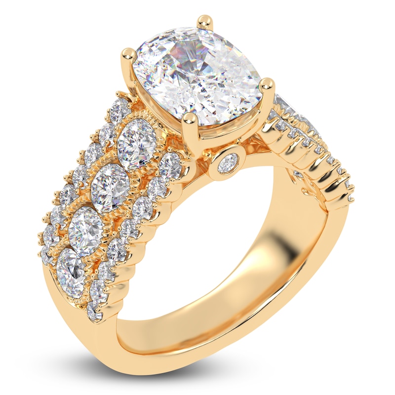 Main Image 2 of Elongated Cushion-Cut Created By Jared Studio Lab-Grown Diamond Engagement Ring 3-3/4 ct tw 14K Yellow Gold