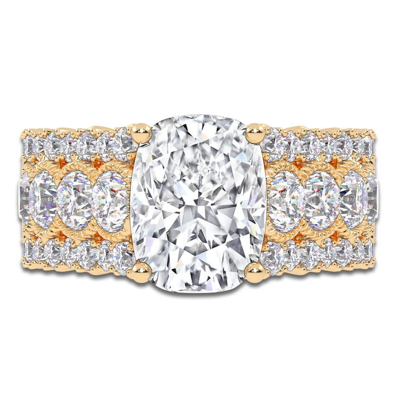Main Image 3 of Elongated Cushion-Cut Created By Jared Studio Lab-Grown Diamond Engagement Ring 3-3/4 ct tw 14K Yellow Gold