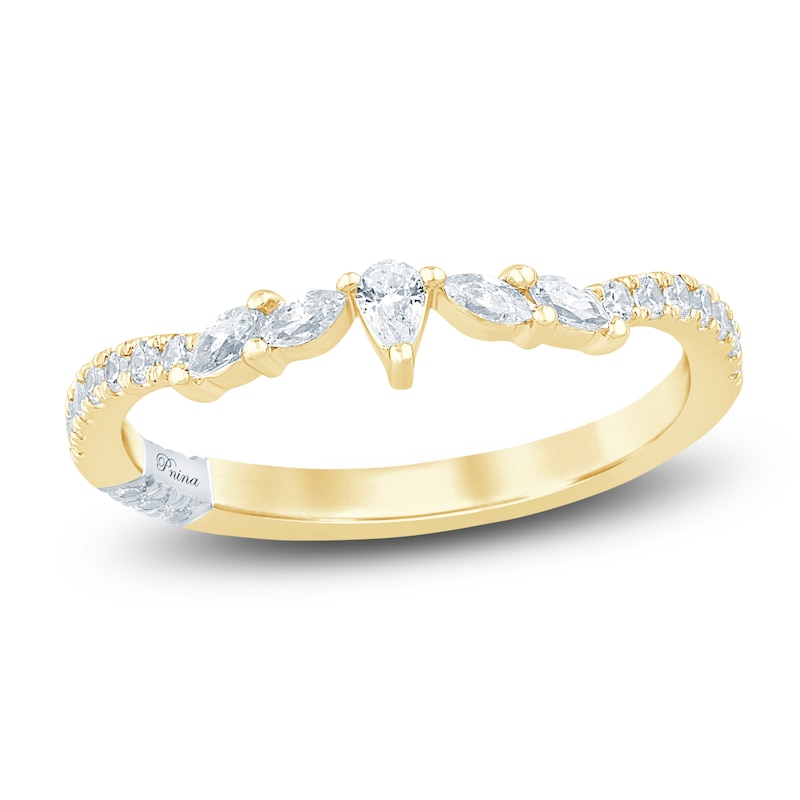 Main Image 1 of Pnina Tornai Pear, Marquise & Round-Cut Diamond Contour Wedding Band 1/3 ct tw 14K Yellow Gold