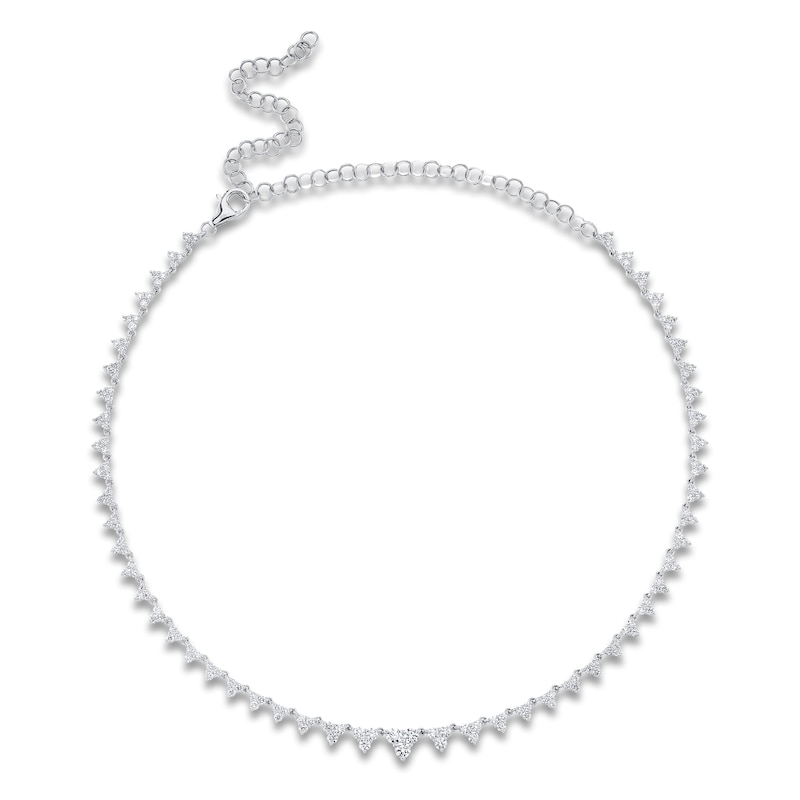 Main Image 1 of Shy Creation Diamond Graduated Triangle Necklace 3-7/8 ct tw 14K White Gold 18" SC55023099