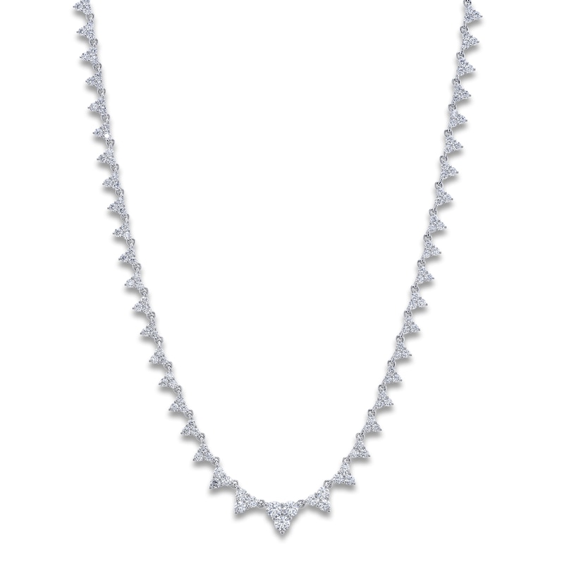 Main Image 2 of Shy Creation Diamond Graduated Triangle Necklace 3-7/8 ct tw 14K White Gold 18" SC55023099