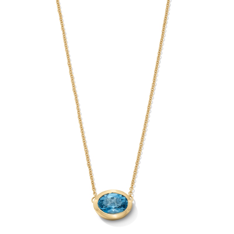 Main Image 1 of Jared Design House Oval-Cut Natural London Blue Topaz Necklace 14K Yellow Gold 19"