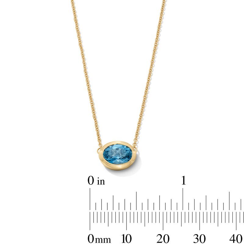 Main Image 3 of Jared Design House Oval-Cut Natural London Blue Topaz Necklace 14K Yellow Gold 19"