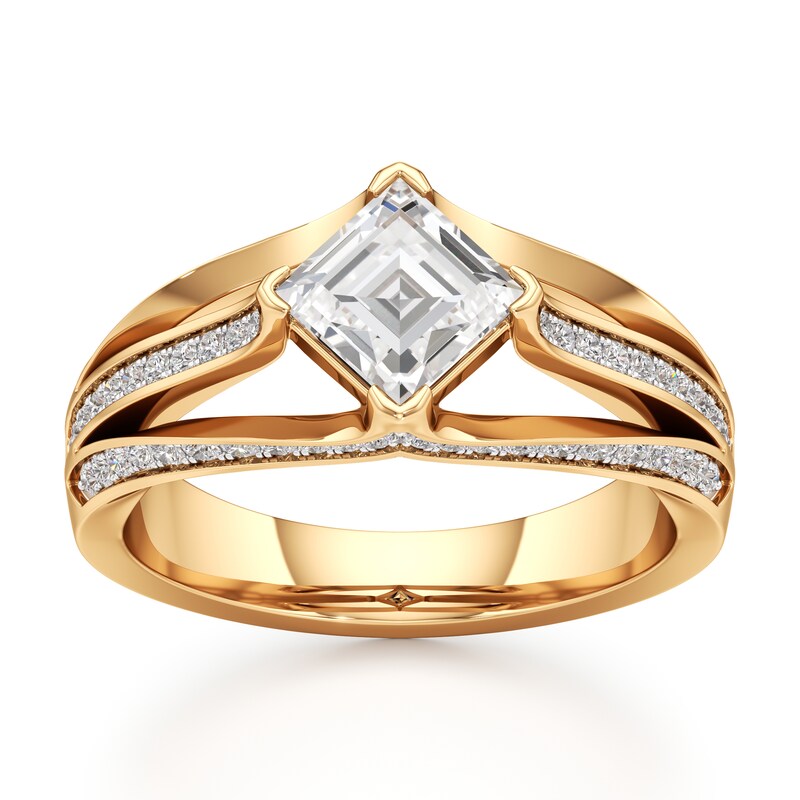 Main Image 1 of J'Lure Lab-Grown Diamond Carre Step-Cut Engagement Ring 1-3/8 ct tw 18K Yellow Gold