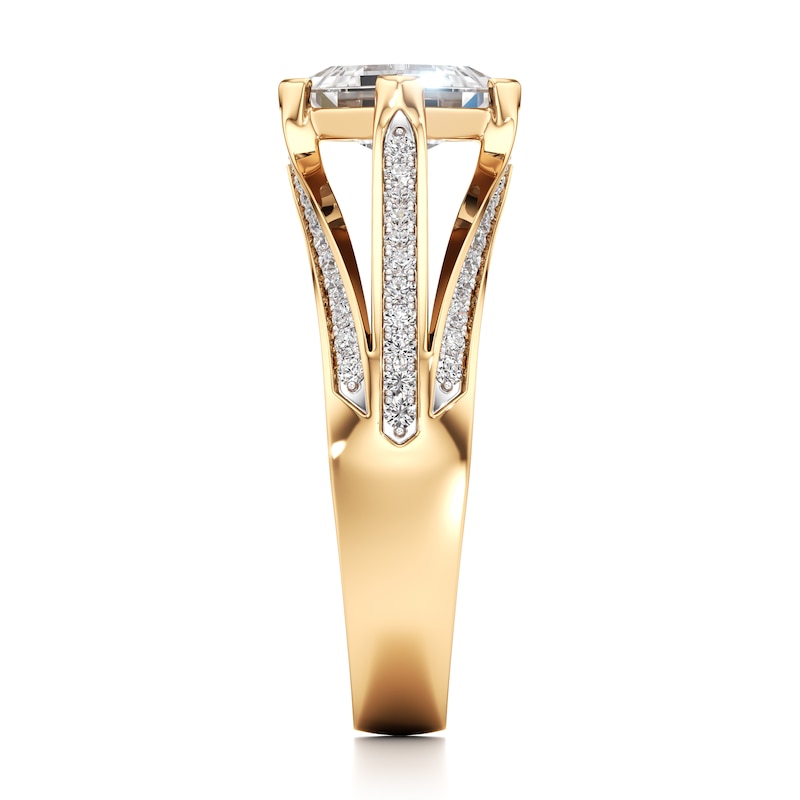 Main Image 3 of J'Lure Lab-Grown Diamond Carre Step-Cut Engagement Ring 1-3/8 ct tw 18K Yellow Gold