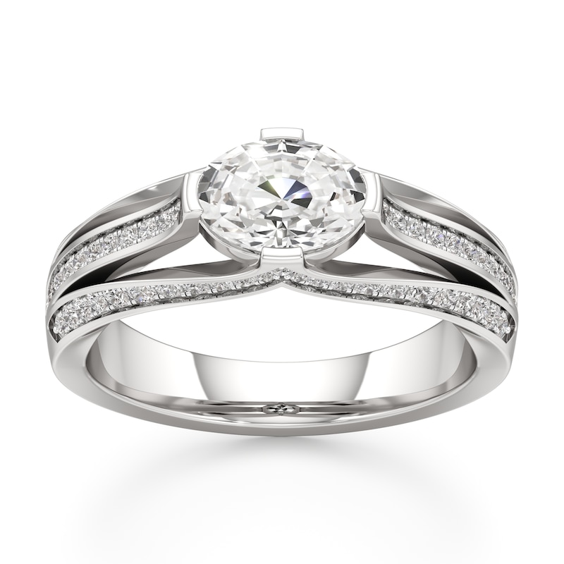 Main Image 1 of J'Lure Lab-Grown Diamond Oval Step-Cut Engagement Ring 1-3/8 ct tw 18K White Gold