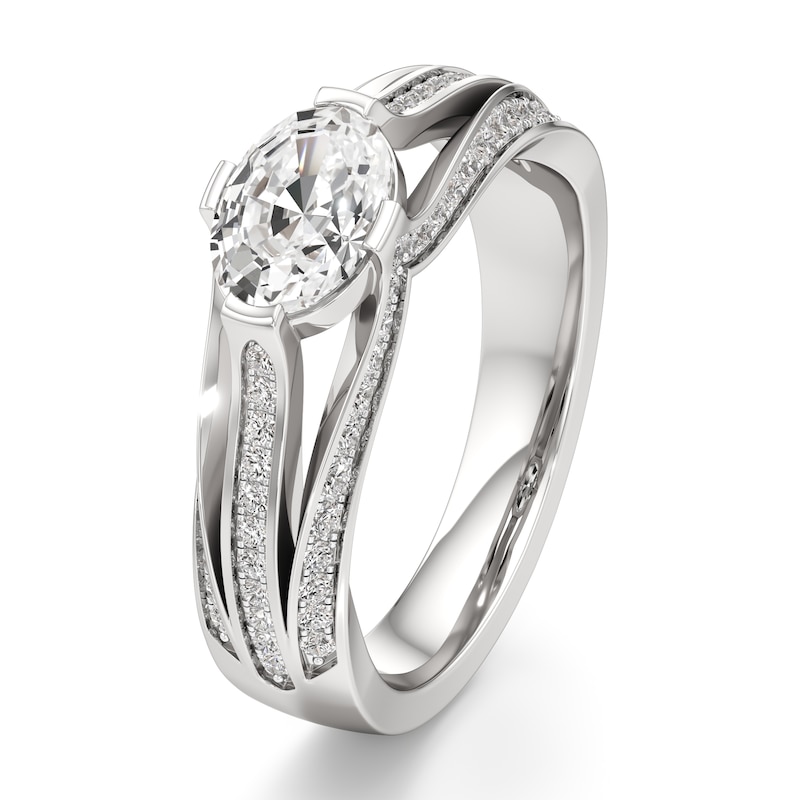 Main Image 4 of J'Lure Lab-Grown Diamond Oval Step-Cut Engagement Ring 1-3/8 ct tw 18K White Gold