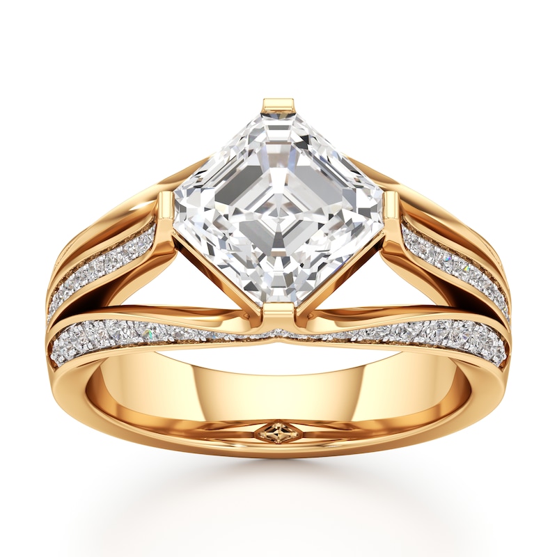 Main Image 1 of J'Lure Lab-Grown Diamond Square-Emerald Step-Cut Engagement Ring 3-1/2 ct tw 18K Yellow Gold