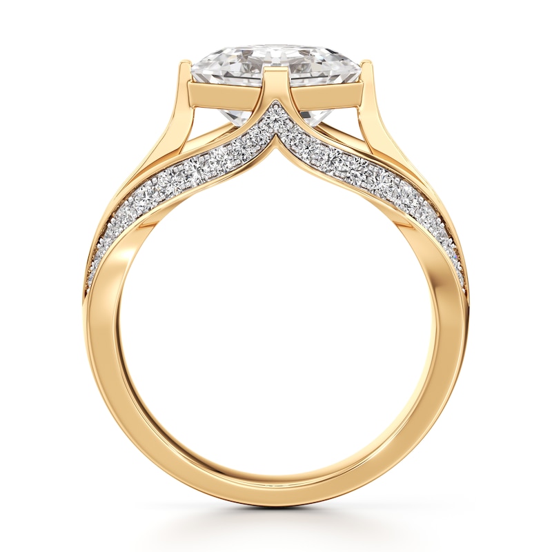 Main Image 2 of J'Lure Lab-Grown Diamond Square-Emerald Step-Cut Engagement Ring 3-1/2 ct tw 18K Yellow Gold