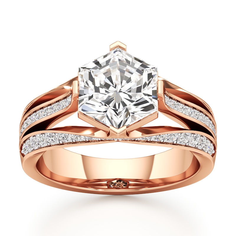 Main Image 1 of J'Lure Lab-Grown Diamond Hexagon Brilliant-Cut Engagement Ring 3-1/2 ct tw 18K Rose Gold