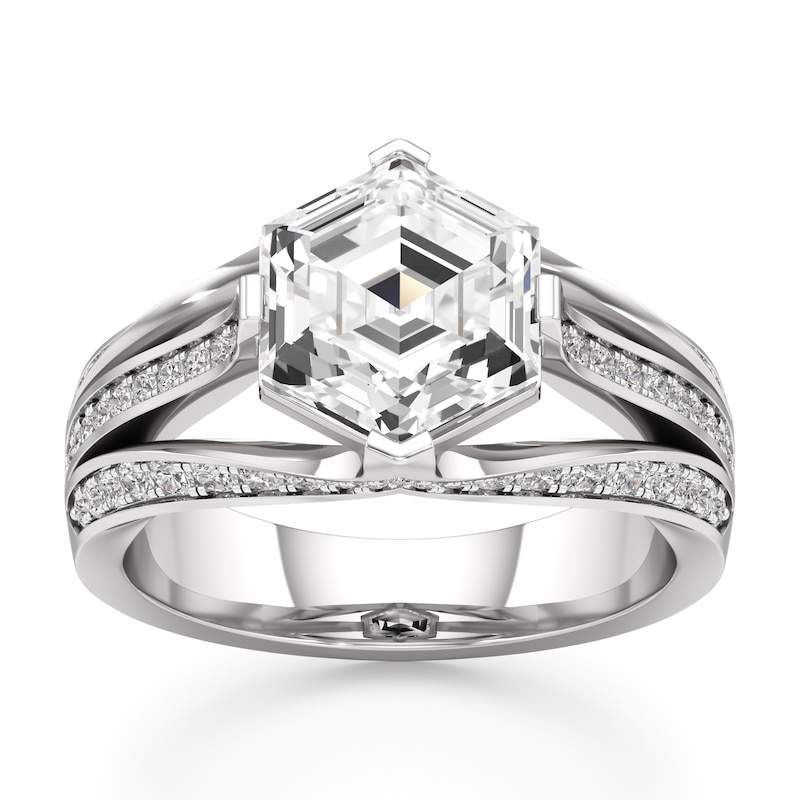 Main Image 1 of J'Lure Lab-Created Diamond Hexagon Step-Cut Engagement Ring 3-1/2 ct tw 18K White Gold