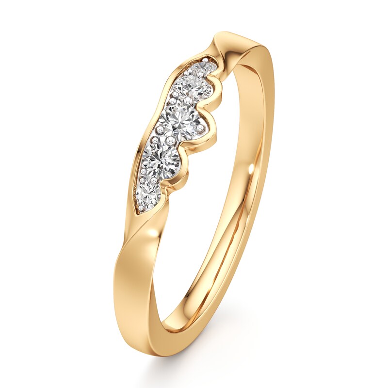 Main Image 4 of J'Lure Lab-Grown Diamond Scalloped Wedding Band 1/5 ct tw 18K Yellow Gold