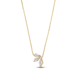 J'Lure Kite Step-Cut Lab-Grown Diamond Three-Stone Necklace 3-1/2 ct tw 14K Yellow Gold 18"