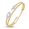 Thumbnail Image 1 of J'Lure Oval Portrait-Cut & Lozenge Step-Cut Lab-Grown Diamond Two-Row Bangle Bracelet 3-1/2 ct tw 14K Yellow Gold