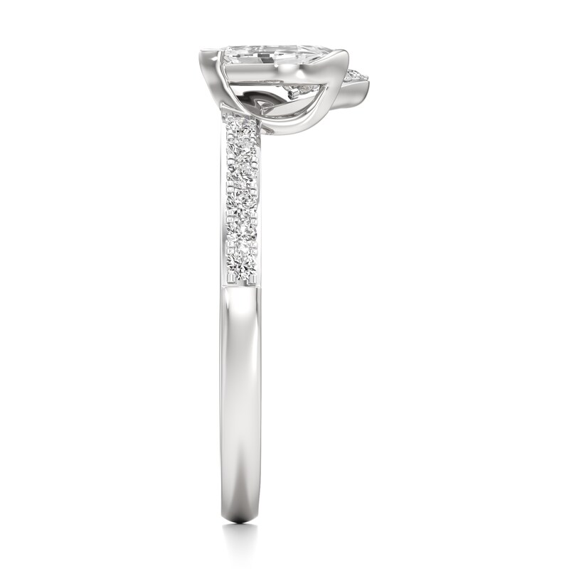 Main Image 3 of J'Lure Leaf Step-Cut Lab-Grown Diamond Contour Wedding Band 3/8 ct tw 18K White Gold