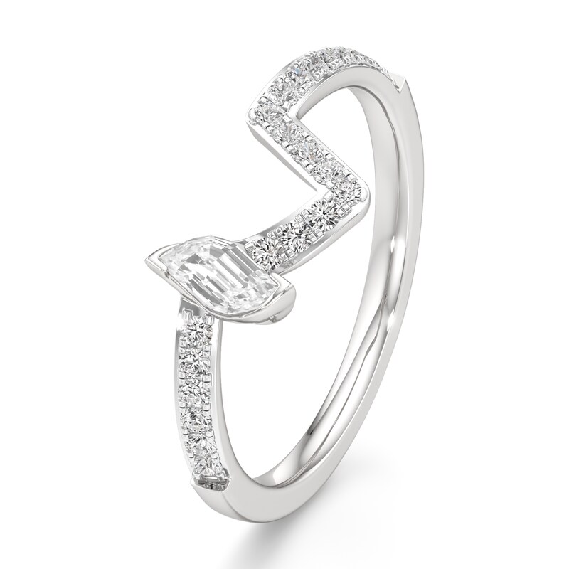 Main Image 4 of J'Lure Leaf Step-Cut Lab-Grown Diamond Contour Wedding Band 3/8 ct tw 18K White Gold