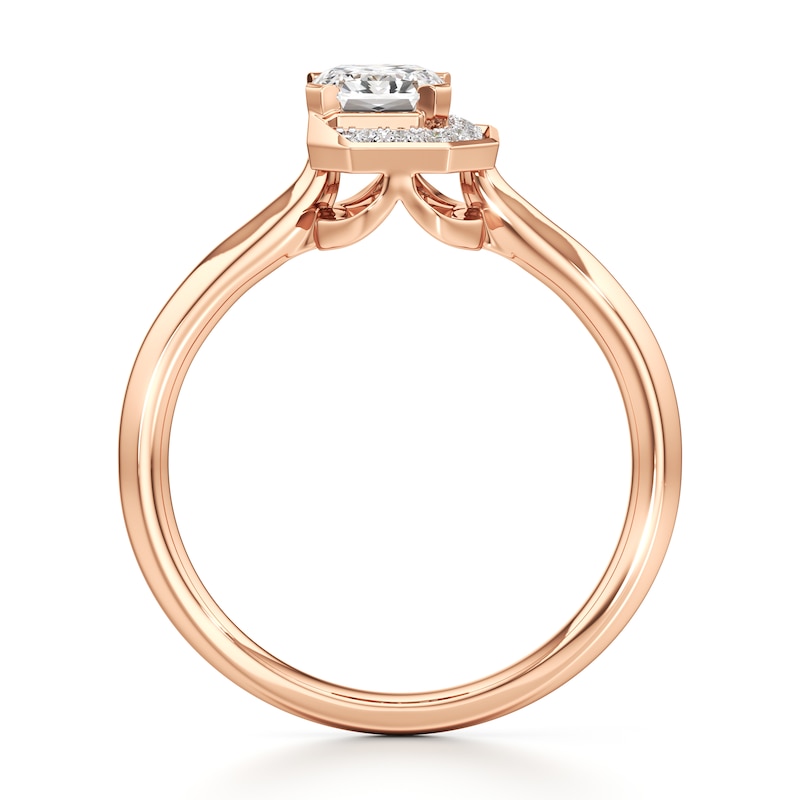 Main Image 2 of J'Lure Imperial-Emerald Step-Cut Lab-Grown Diamond Half-Halo Engagement Ring 1 ct tw 18K Rose Gold