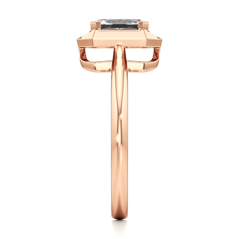 Main Image 3 of J'Lure Imperial-Emerald Step-Cut Lab-Grown Diamond Half-Halo Engagement Ring 1 ct tw 18K Rose Gold