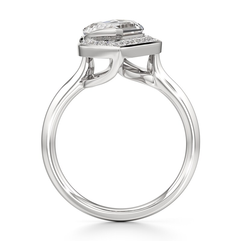 Main Image 2 of J'Lure Leaf Step-Cut Lab-Grown Diamond Half-Halo Engagement Ring 3-1/6 ct tw 18K White Gold