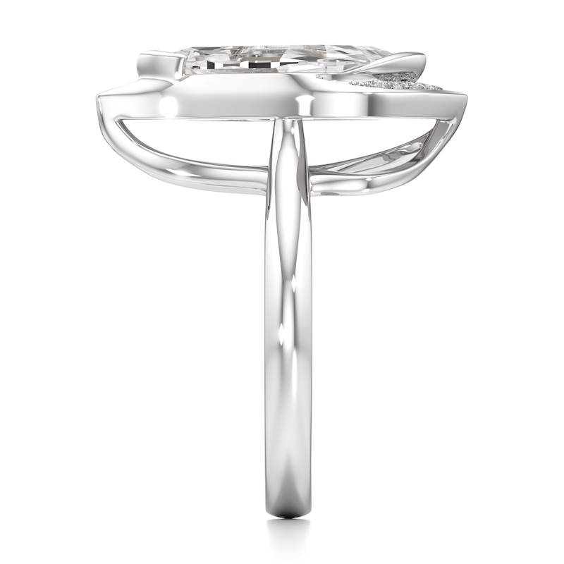 Main Image 3 of J'Lure Leaf Step-Cut Lab-Grown Diamond Half-Halo Engagement Ring 3-1/6 ct tw 18K White Gold