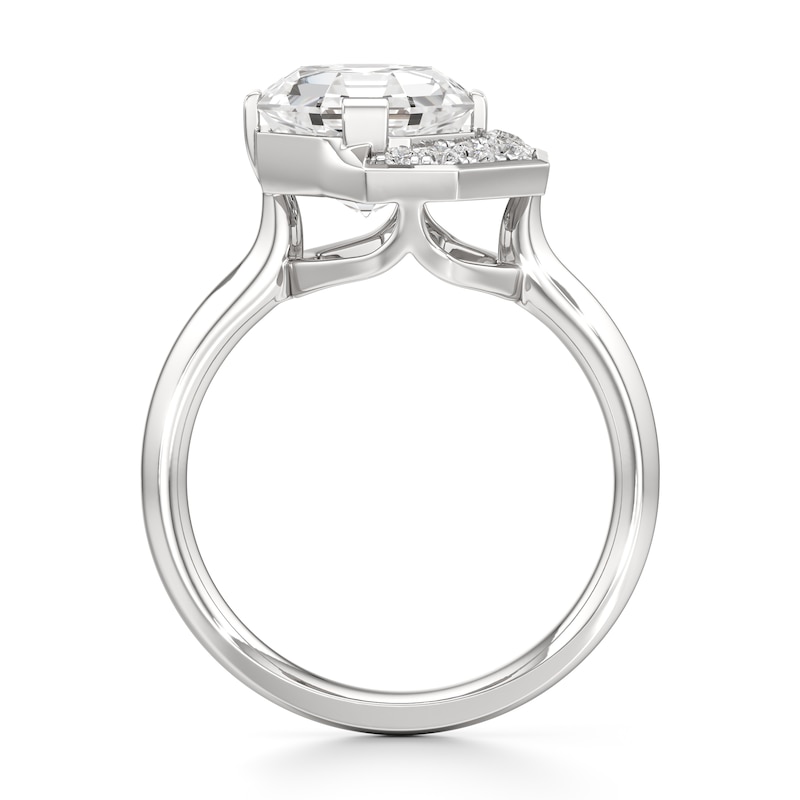 Main Image 2 of J'Lure Octagon Step-Cut Lab-Grown Diamond Half-Halo Engagement Ring 3-1/6 ct tw 18K White Gold