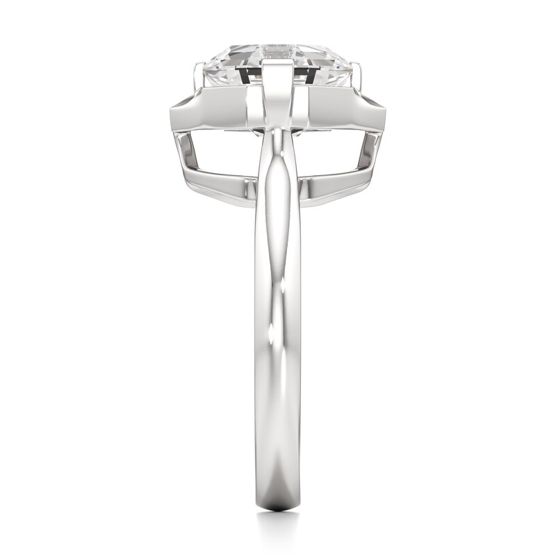 Main Image 3 of J'Lure Octagon Step-Cut Lab-Grown Diamond Half-Halo Engagement Ring 3-1/6 ct tw 18K White Gold