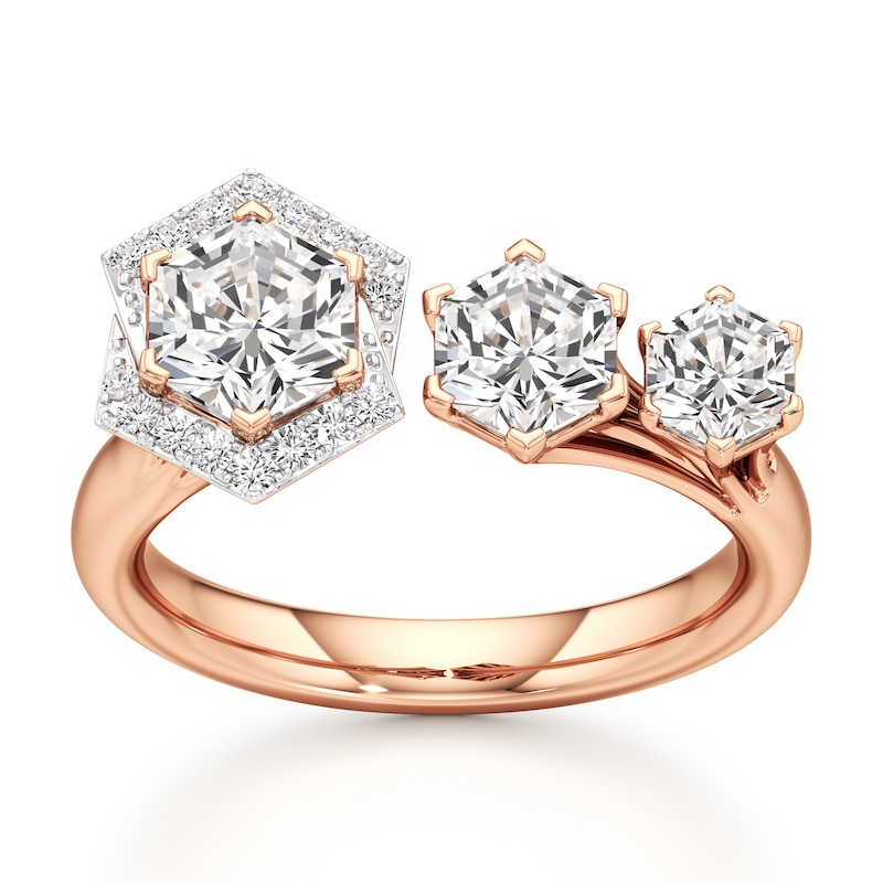 Main Image 1 of J'Lure Hexagon Brilliant-Cut Lab-Created Diamond Engagement Ring 2-1/6 ct tw 18K Rose Gold