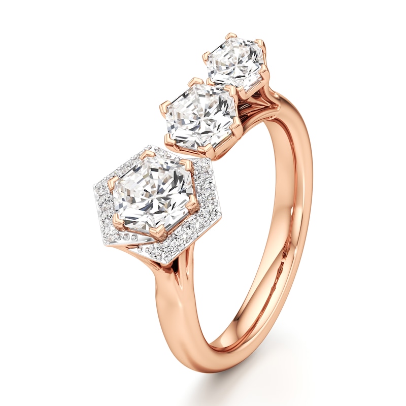 Main Image 4 of J'Lure Hexagon Brilliant-Cut Lab-Created Diamond Engagement Ring 2-1/6 ct tw 18K Rose Gold