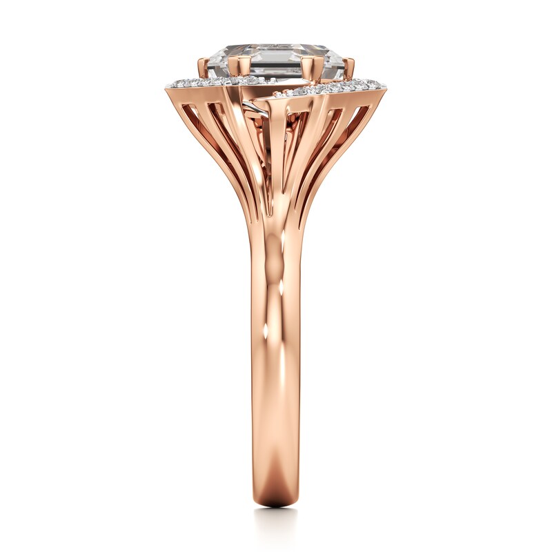 Main Image 3 of J'Lure Hexagon Step-Cut Lab-Grown Diamond Engagement Ring 3-5/8 ct tw 18K Rose Gold