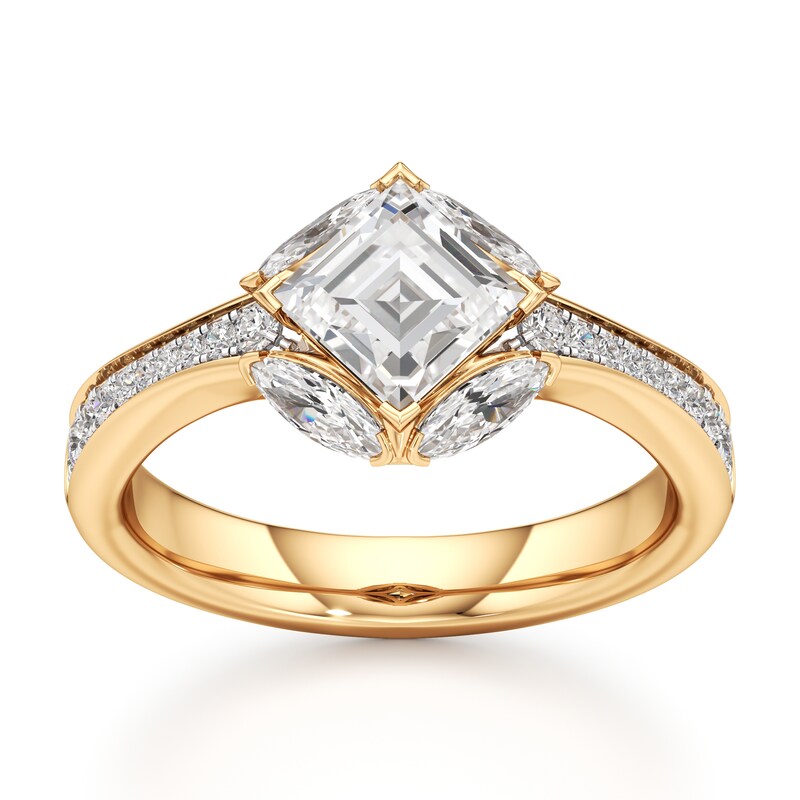 Main Image 1 of J'Lure Carre Step-Cut Lab-Grown Diamond Engagement Ring 1-5/8 ct tw 18K Yellow Gold