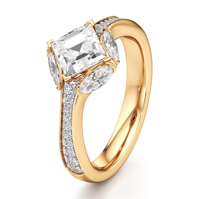 Main Image 4 of J'Lure Carre Step-Cut Lab-Grown Diamond Engagement Ring 1-5/8 ct tw 18K Yellow Gold