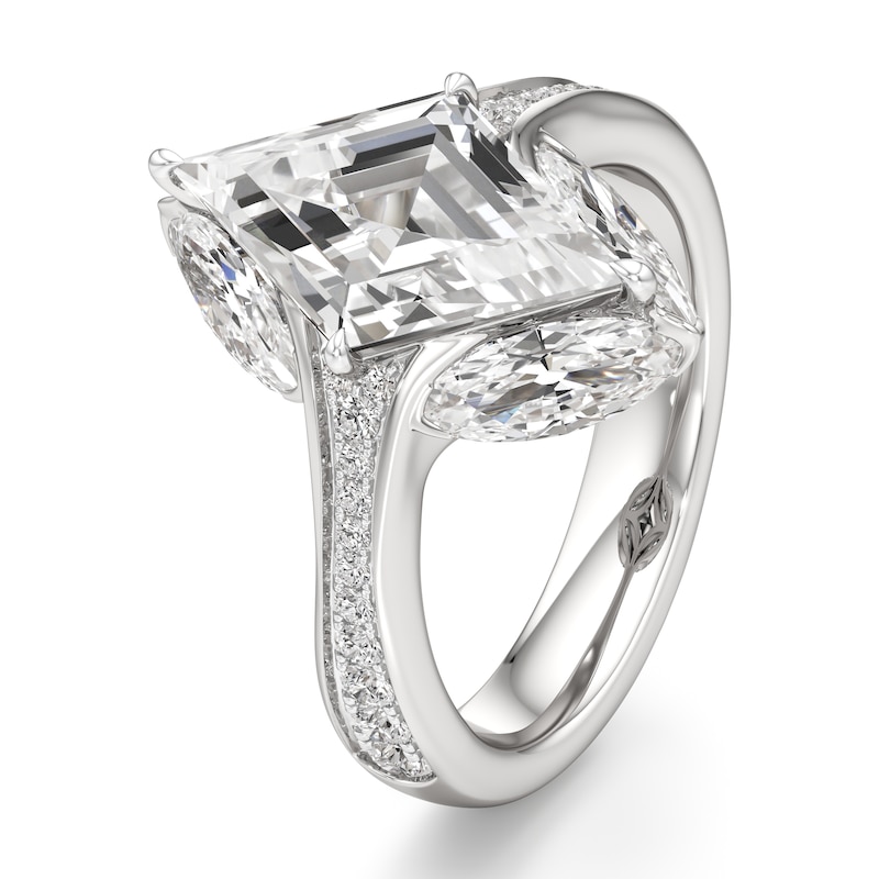 Main Image 4 of J'Lure Lozenge Step-Cut Lab-Grown Diamond Engagement Ring 4-3/4 ct tw 18K White Gold
