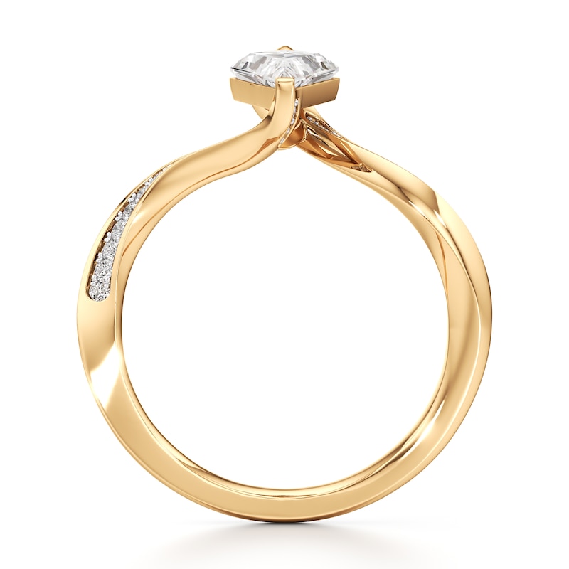 Main Image 2 of J'Lure Kite Step-Cut Lab-Grown Diamond Bypass Engagement Ring 1-1/6 ct tw 18K Yellow Gold