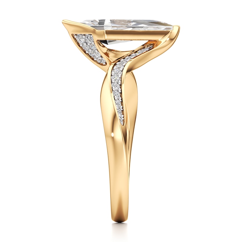Main Image 3 of J'Lure Kite Step-Cut Lab-Grown Diamond Bypass Engagement Ring 1-1/6 ct tw 18K Yellow Gold