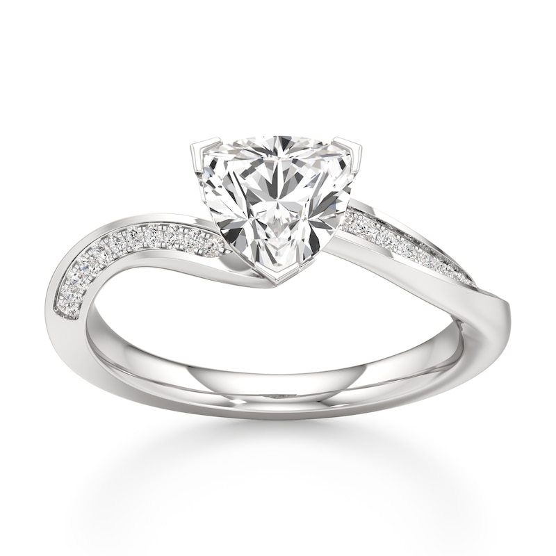 Main Image 1 of J'Lure Trillion Curved Brilliant-Cut Lab-Grown Diamond Bypass Engagement Ring 1-1/8 ct tw 18K White Gold