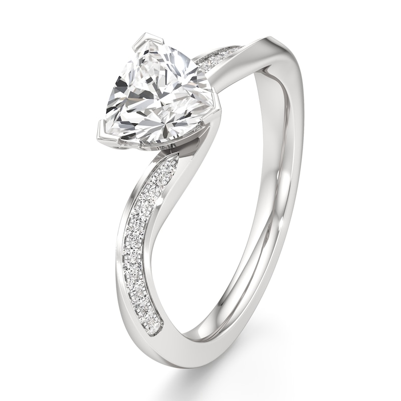 Main Image 4 of J'Lure Trillion Curved Brilliant-Cut Lab-Grown Diamond Bypass Engagement Ring 1-1/8 ct tw 18K White Gold