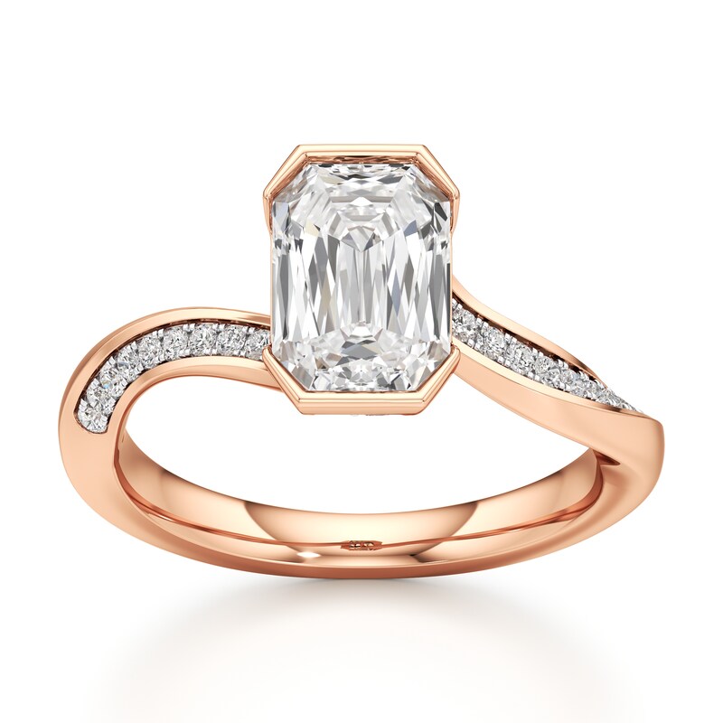 Main Image 1 of J'Lure Imperial-Emerald Step-Cut Lab-Grown Diamond Bypass Engagement Ring 2-1/5 ct tw 18K Rose Gold