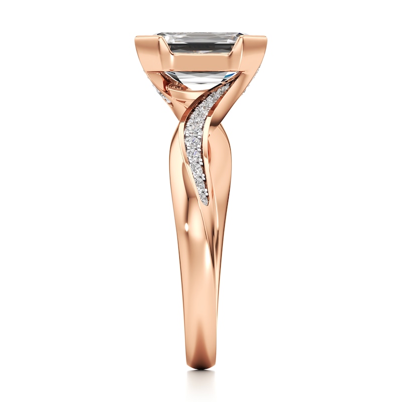 Main Image 3 of J'Lure Imperial-Emerald Step-Cut Lab-Grown Diamond Bypass Engagement Ring 2-1/5 ct tw 18K Rose Gold